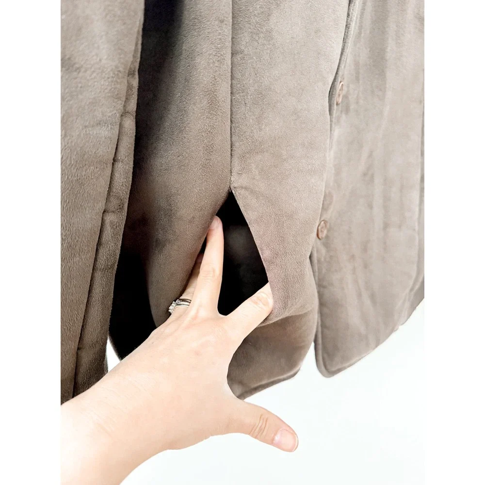 Armani Exchange AX Mens Suede Faux Fur Lined Blazer Jacket Brown Large‎
